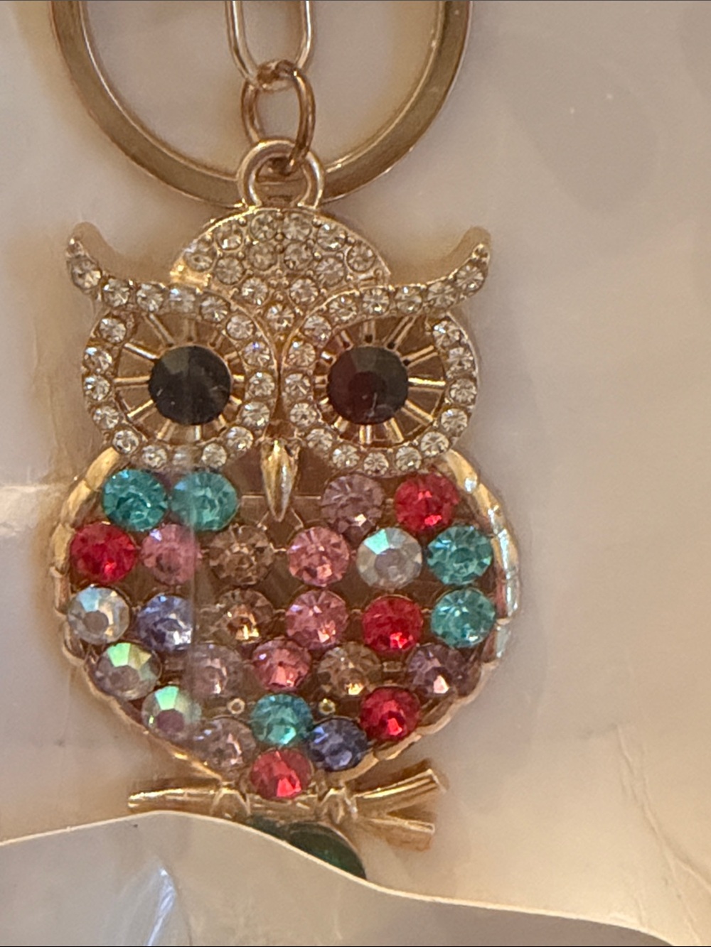 Jewel Keychain Multicolor Owl Pendant - Picture 6 of 6